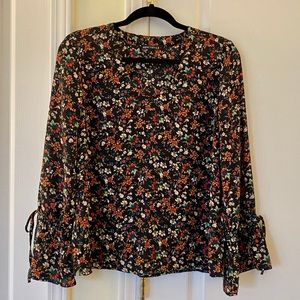 J CREW Mercantile floral v neck bow sleeve top 8